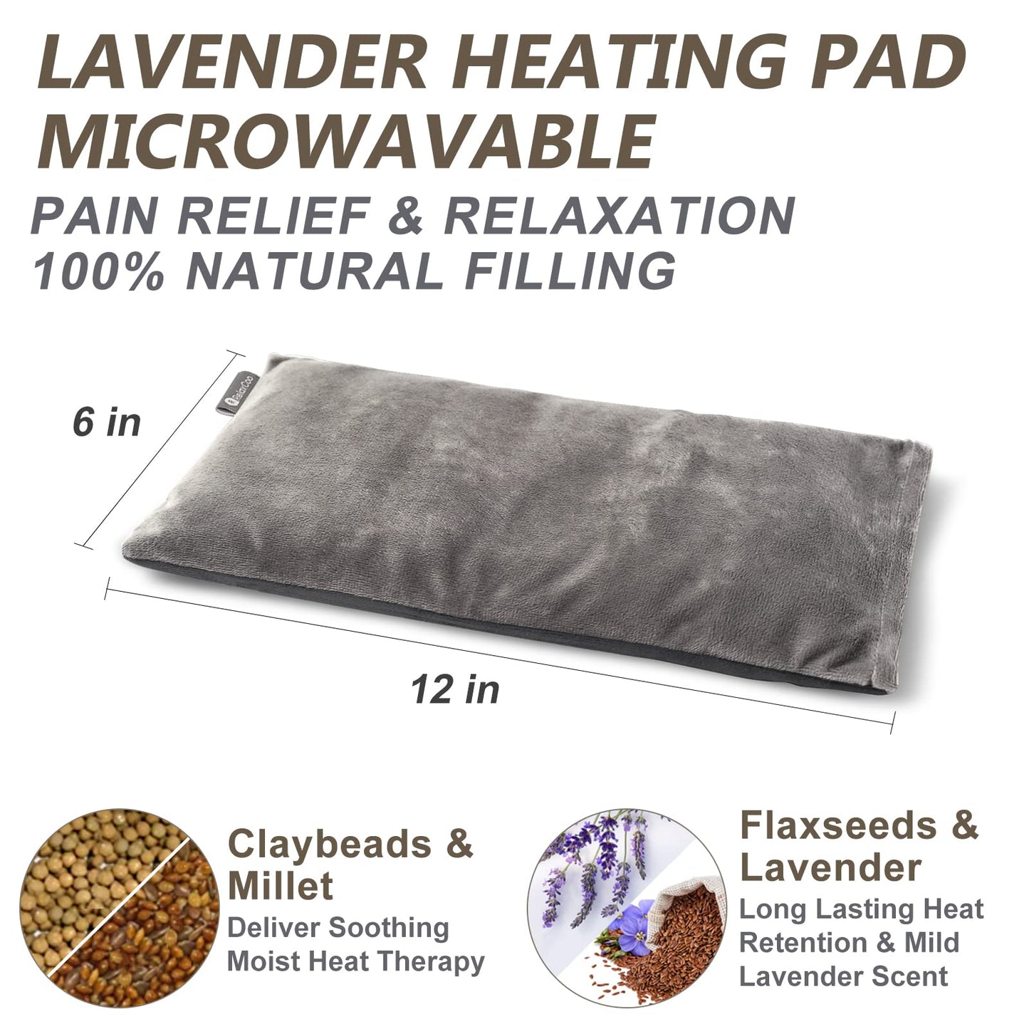 RelaxCoo Microwave Heating pad with Washable Cover 6 * 12" Microwavable Heat Pad for Neck Shoulder, Cramps, Back Pain Relief, Warm Compress Bean Bag Moist Heat Pack for Muscles, Joints, 2 Pack