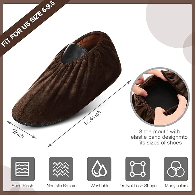JaGely 11 Pairs Reusable Non Slip Cloth Shoe Covers Washable Thickened Boot Shoe Covers for Indoors and Households(Brown)
