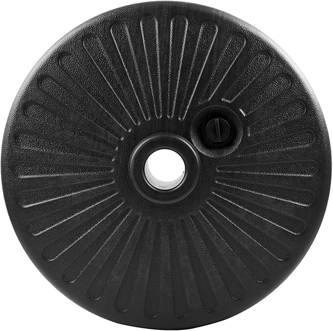 Roixeeds 50LBS Round Umbrella Base Water Filled with Steel Umbrella Holder, Heavy Duty Fillable Umbrella Base Stand for Outdoor, Patio, Lawn, Garden (Black) (Stripes)