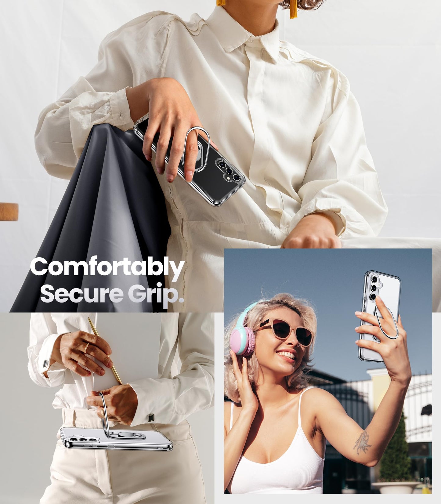 Shields Up For Samsung Galaxy A35 5G Case With Stand, Galaxy A35 5G Phone Case Clear With Double Ring Holder [Adjustable & Folda