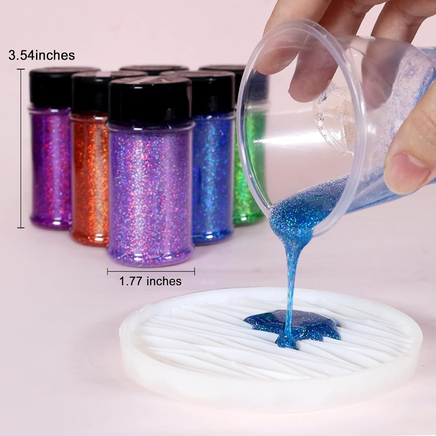 Renfio Holographic Ultra Fine Glitter Powder Metallic Resin Glitter 2.11 Oz (60g) PET Flakes Crafts Sequins 1/128" 0.008" 0.2mm Epoxy Chips Flakes for Tumblers Slime - Laser Orange