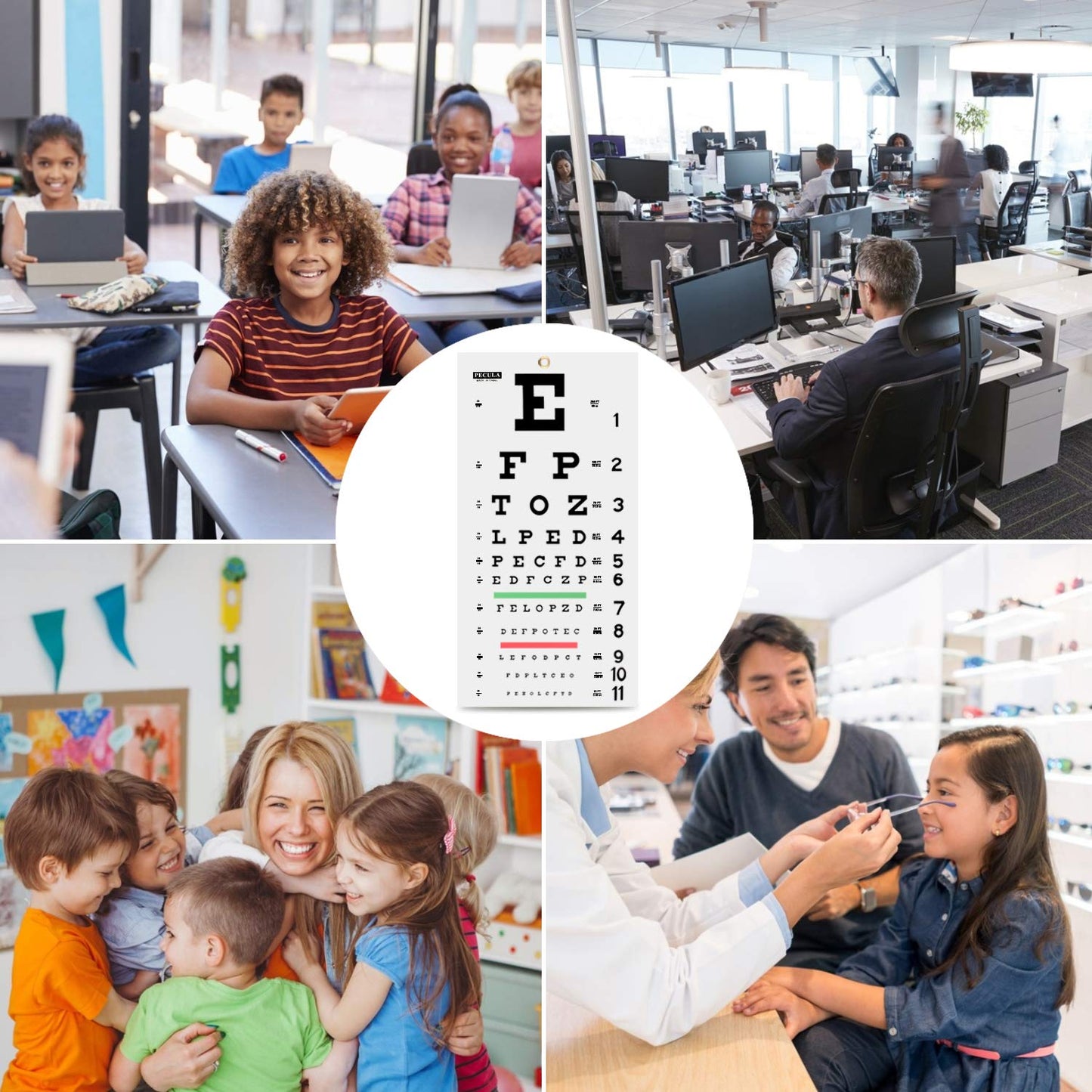 PECULA Eye Chart for Exams - Snellen Wall Chart 20 Feet, 11 X 22 in.