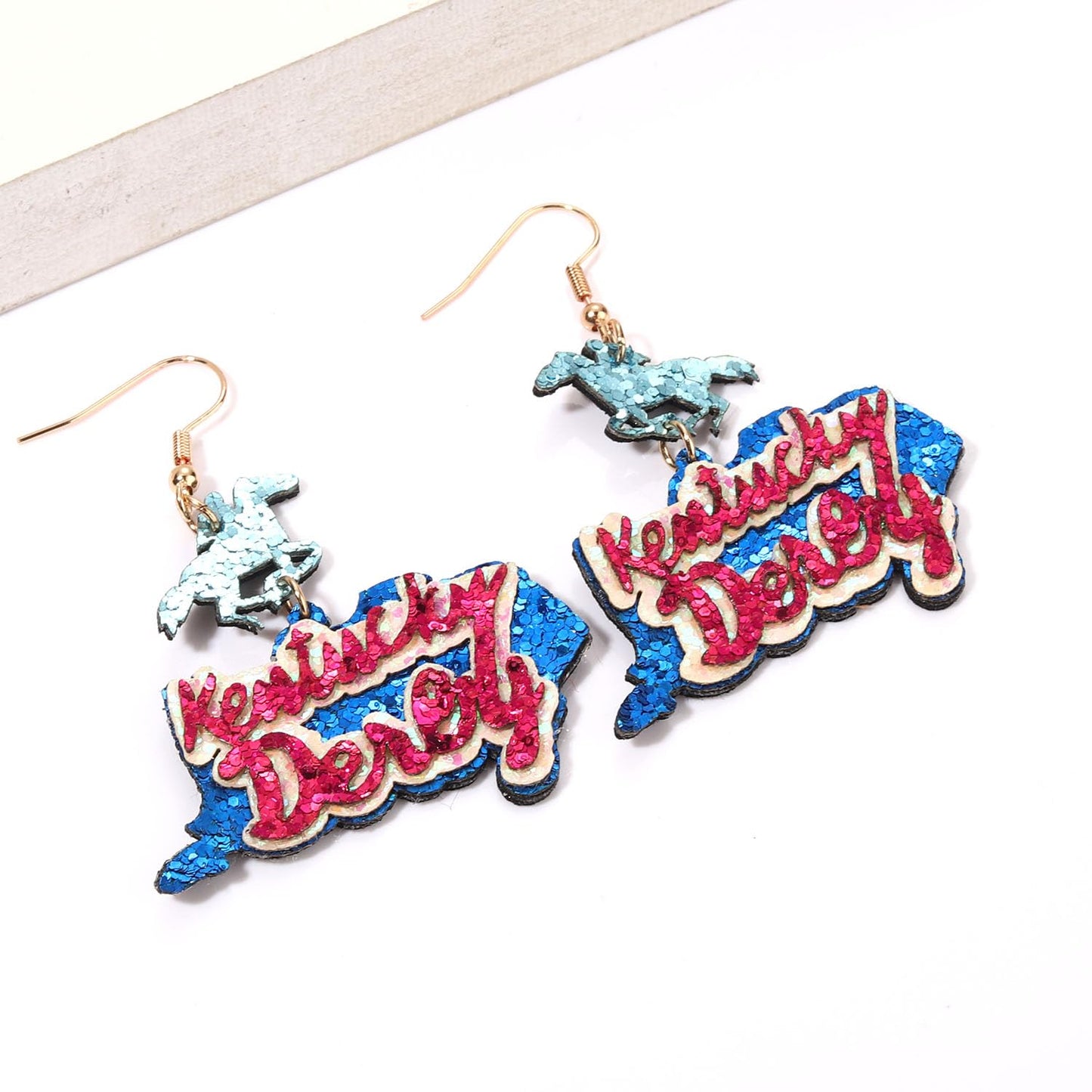 Kentucky Derby Race Horse for Women Western Acrylic Horseshoe Rose Flower Drop Dangle Earrings Fashion Jewelry Gift for Horse Ra