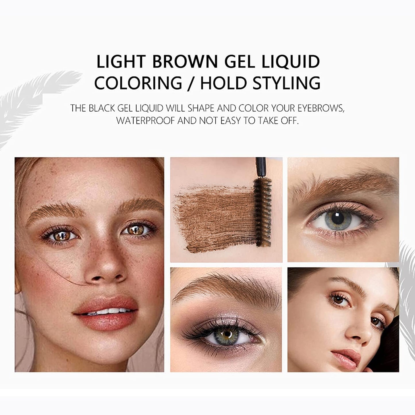 DAGEDA 2Pcs Light Brown Brow Gel, Eyebrow Setting Gel, Waterproof and Sweat-Proof, Eyebrow Repair Liquid for Brows Styling 1.81o