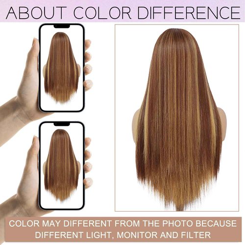 XZZ 28 Inch Highlight Ombre Lace Front Wig Human Hair 13x4 HD Lace Front Wigs Pre Plucked With Baby Hair Honey Blonde 4/27 Color Straight Balayage Lace Front Wigs 200% Density Glueless Frontal Wig