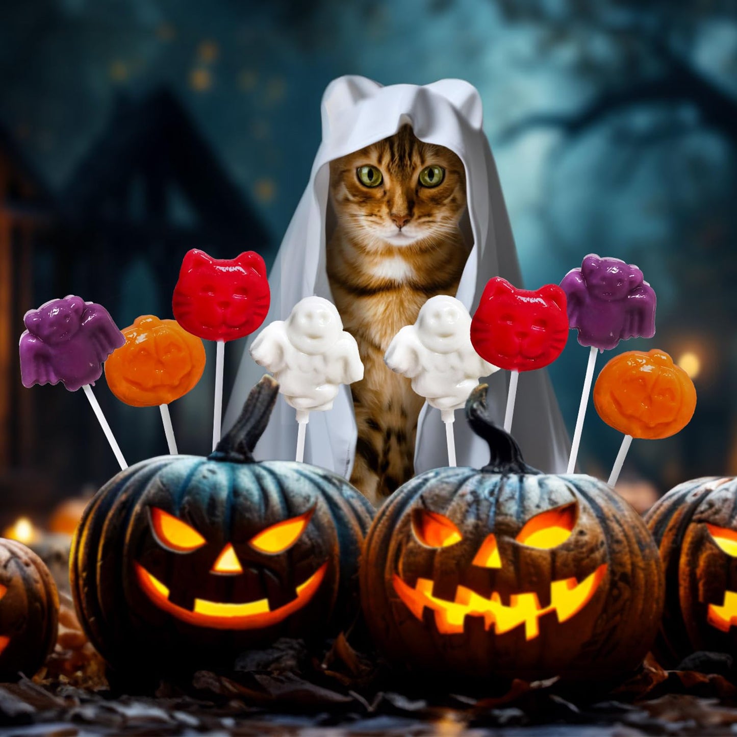 Halloween Lollipop Suckers Candy 36 Pack, Spooky Candy Lollipops, Pumpkin, Bat and Cat Candy Sucker Lollipops Individually Wrapped for Halloween Goody Bag Fillers - Trick or Treat