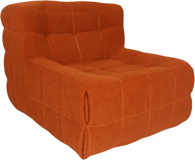 GOSBOST Bean Bag Chair - Memory Foam Bean Bag Chair for Adults, Comfy High-Resilience Single Sofa, Small Space Floor Chair, Chaise Lounge for Living Room, Bedroom (Orange, Square)