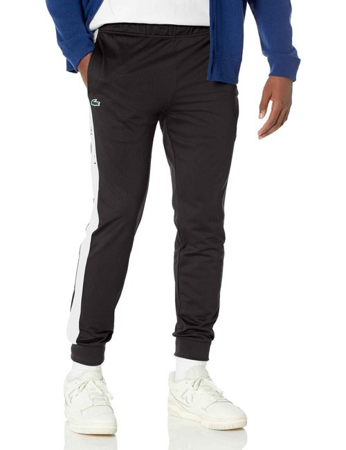 Lacoste Men's Sport Ripstop Tennis Track Pants, Black/White, 2X-Large