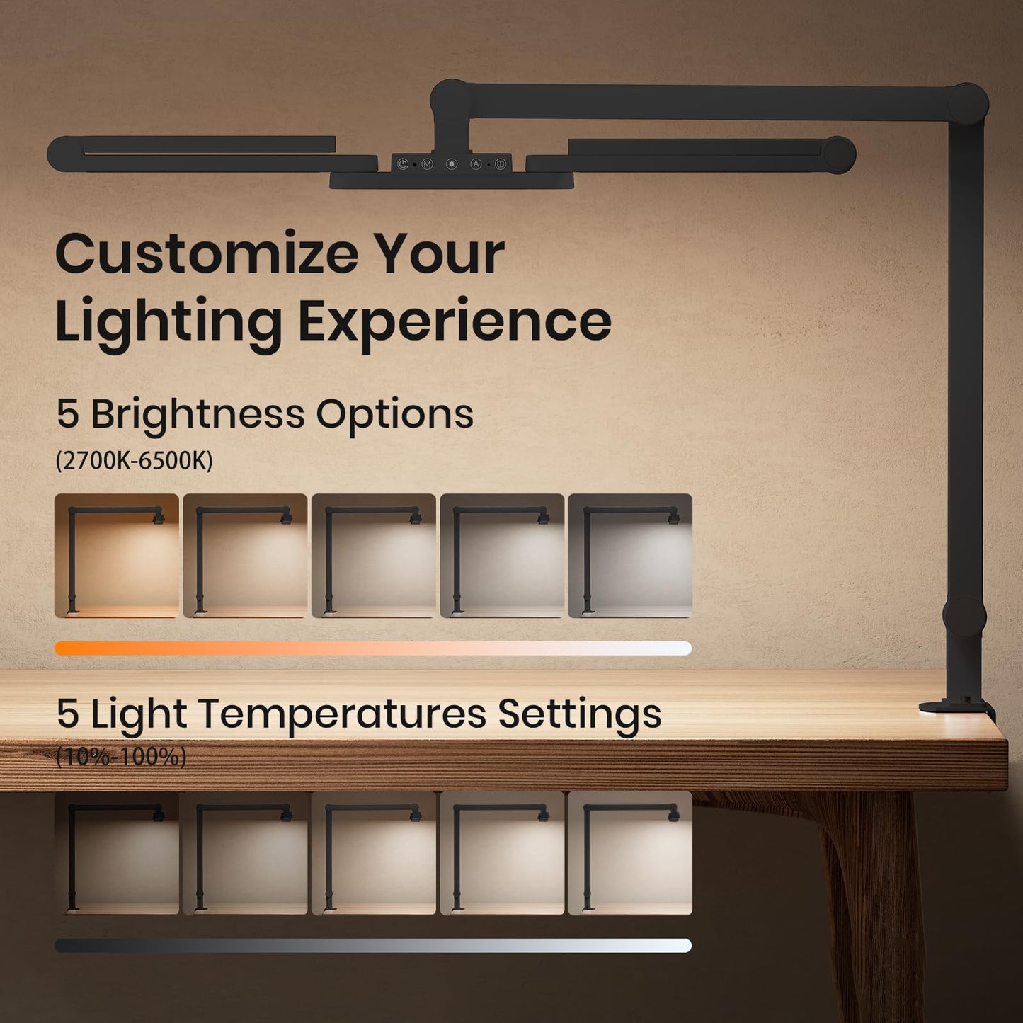 Ultra Bright Architect Desk Lamp with Clamp,Transformable LED Desks Lamp for Home Office,Tall Overhead Led Desk Light[41" Long Dimmable Light Bar],24W Auto Dimmable Desks Lights for Drawing Hobby Use