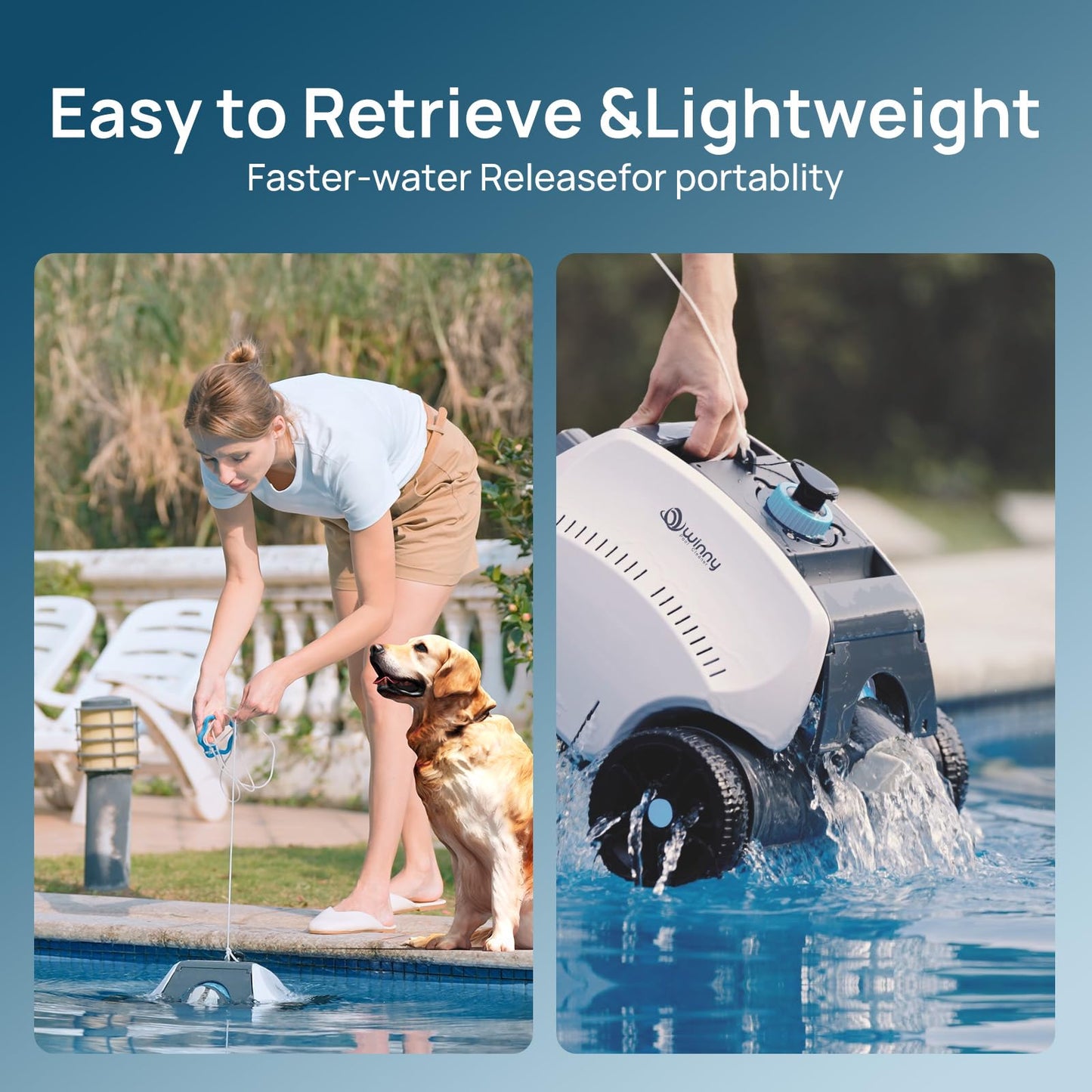 (2025 Upgrade) Robotic Pool Vacuum for Above Ground Pool - 6600mAh for 130mins Runtime & 50W Powerful Suction, Self-Parking Pool Cleaner with 180μm Filter Tray Up to 1300 Sq. Ft (ice Blue)