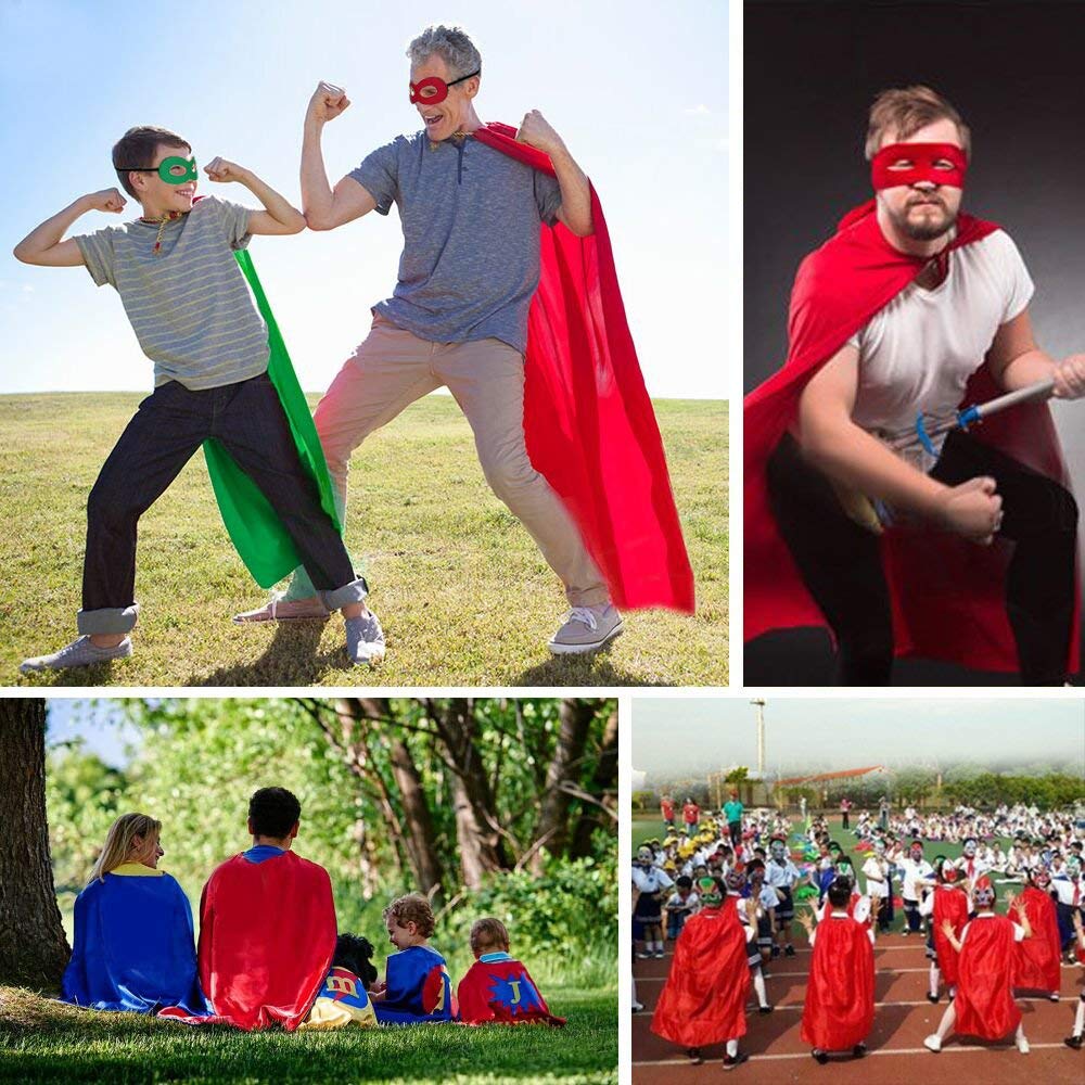 Maklulu Adult Superhero Capes and Masks - Halloween Costumes Adult Cape Superhero Party Capes(Red)