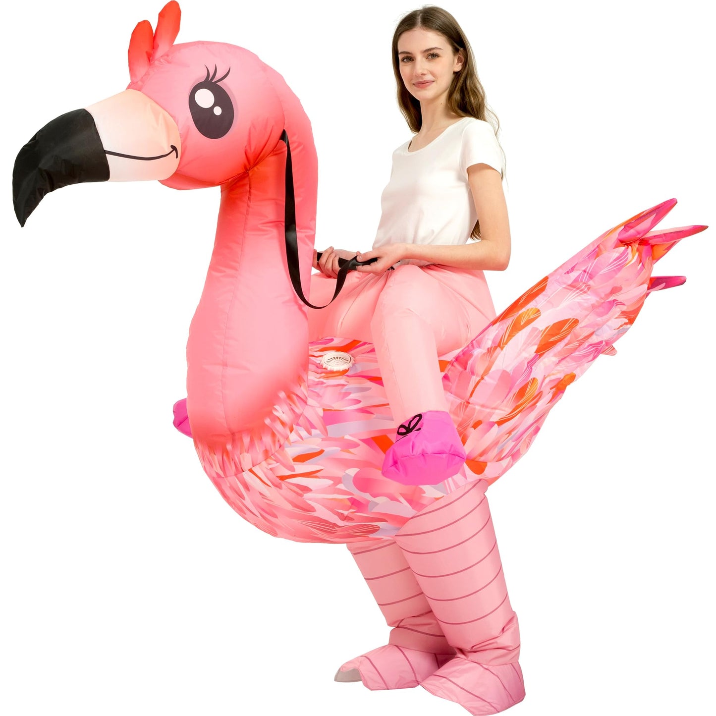 tasanor Inflatable Costume Adult,Ride On Flamingo Suit,Blow Up Halloween Costumes for Men/Women