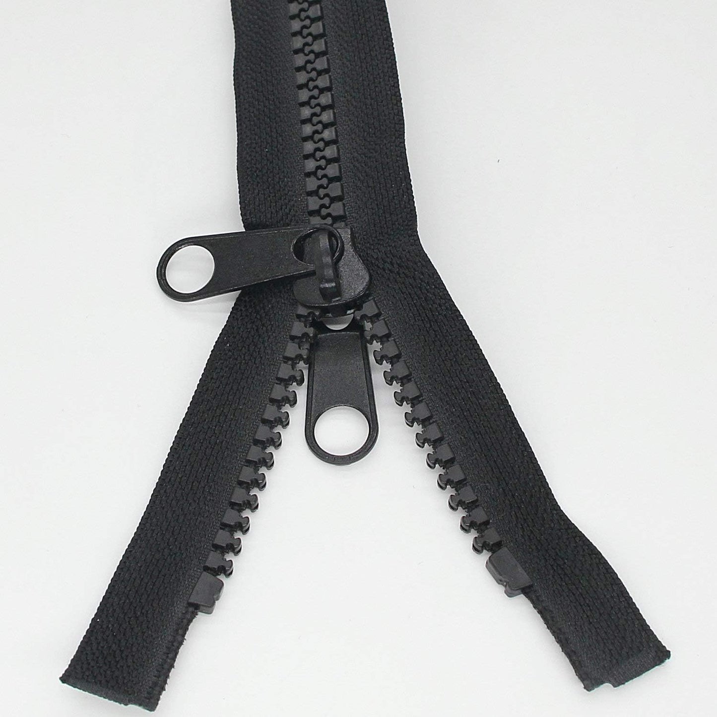 Leekayer 2PCS #10 36 Inch Heavy Duty Zippers for Sewing Separating Large Plastic Zippers Black Tape with Double Pull Tab Slider, Sleeping Bag, Boat, Canvas, Cover, Trampoline, Dog Bed,Tent (36" 2pcs)