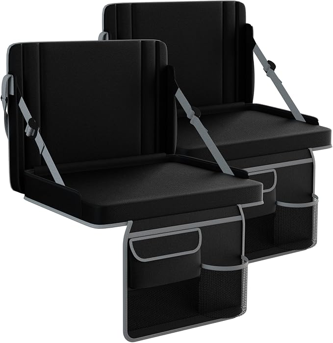 janiry Stadium Seats with Back Support 2PACKS Adjustable Bleacher Chairs with Back and Cushion Bleacher Seat with Cup Holder, Carry Handle & Shoulder Strap for Outdoor Sports Events, Picnics, Beaches
