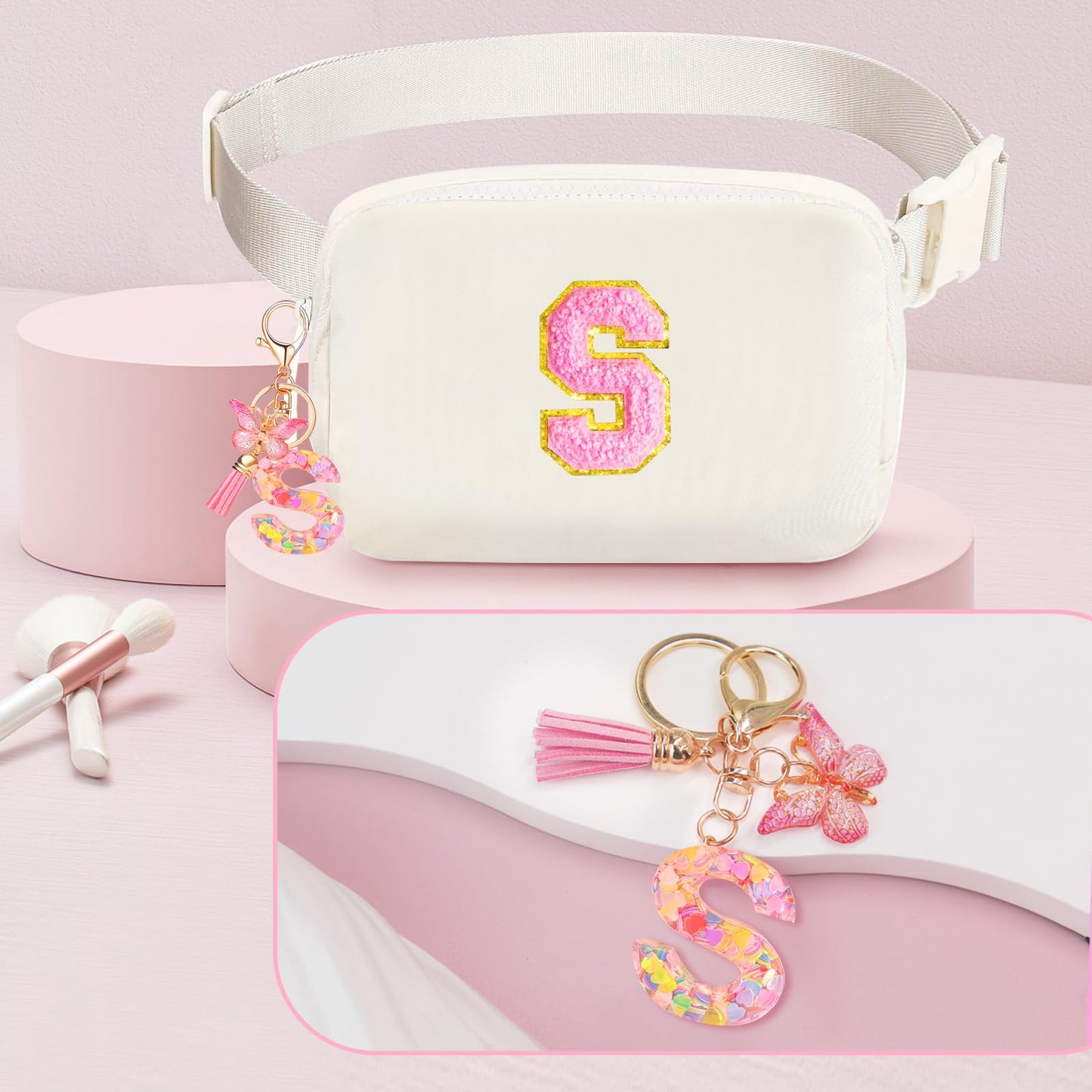 Awfrky Personalized Fanny Pack for Girls, Gift Sets for Teen Girls, Birthday Gifts for 4 5 6 7 8 9 10 11 12 13 Year Old Girl, Initial Crossbody Bag Belt Bag for Girl Kids (S)