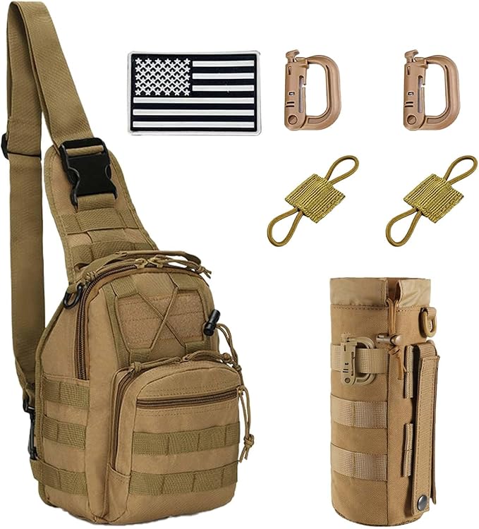 LUYEJKO Tactical Sling Bag for Men，Tactical Shoulder Bag，Small Tactical Bag for Men (Khaki)