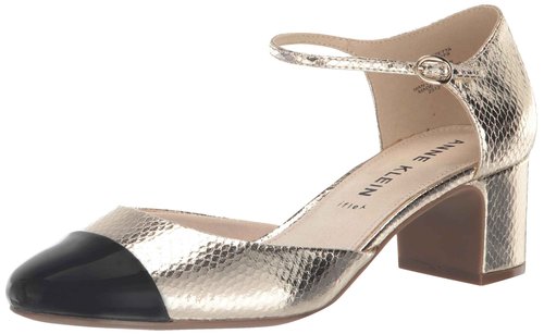 Anne Klein Women Pizetta Dress Heels, Light Gold with Black Patent Tip, 7, M