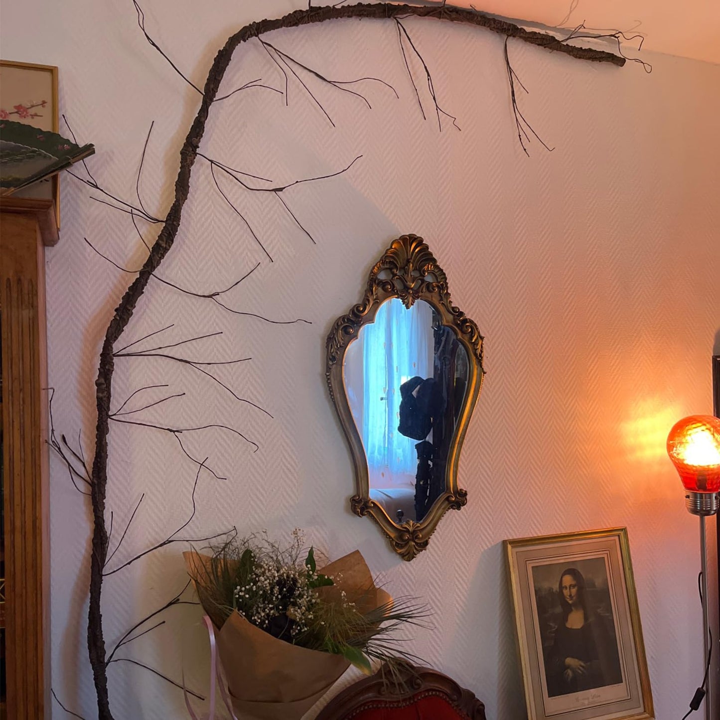 CONGZHANHH 118" Flexible Large Artificial Fake Reptile Plants Tree Branches Twigs Cherry Blossom Liana Wall Hanging Wreath Trunk Stick Vines Garland Wedding Garden X'Mas Halloween Jungle Decoration