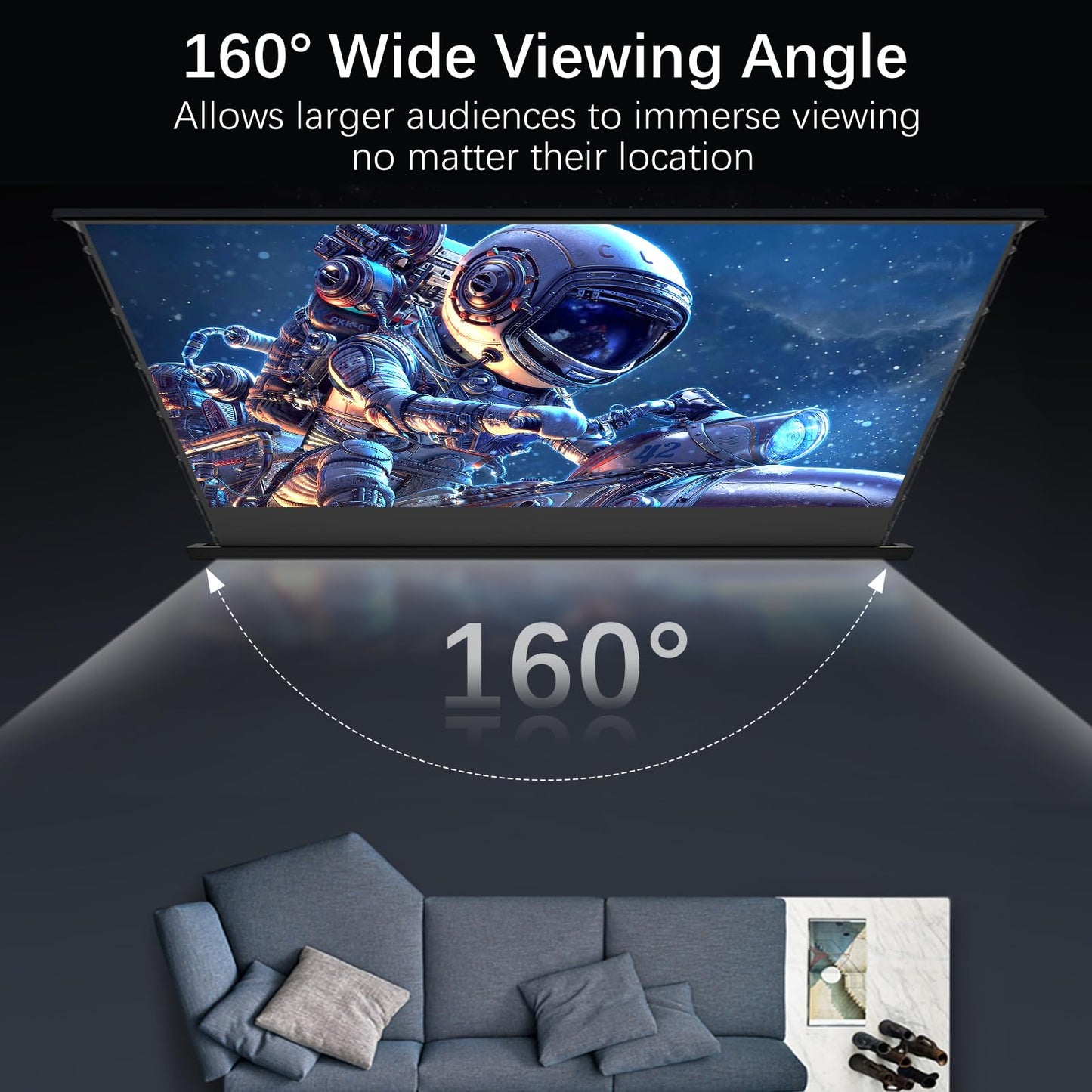 IN&VI Motorized Floor Rising Projector Screen for Long/Standerd Throw Projector,Movie Screen for Home Theater,Motorized Projector Screen 4K/8K Ultra HD Active 3D (100 Inch/16:9)