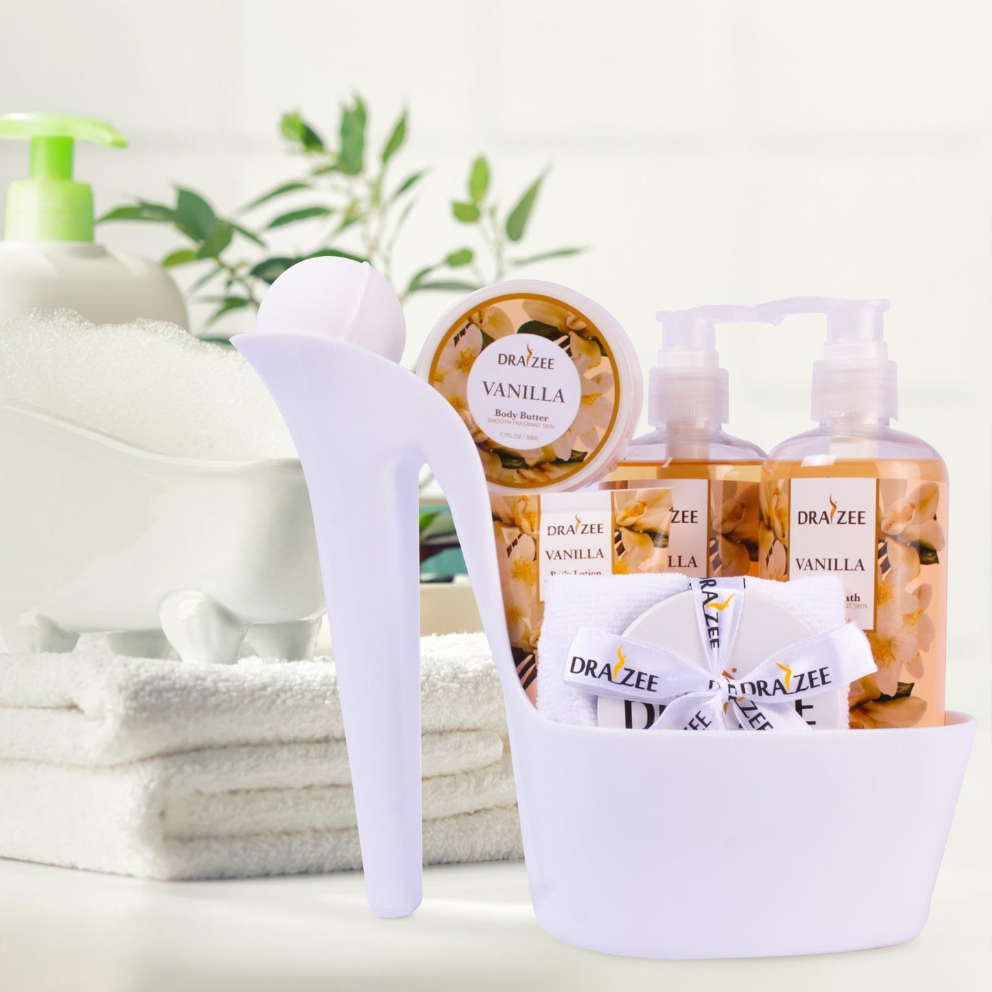 Luxury Spa Gifts for Women – 8 Pc Vanilla Scented Bath and Body Set with Bubble Bath, Lotion & More – Luxury Self Care Kit for Wife, Mom, Girlfriend, Birthday Gifts for Women by Draizee