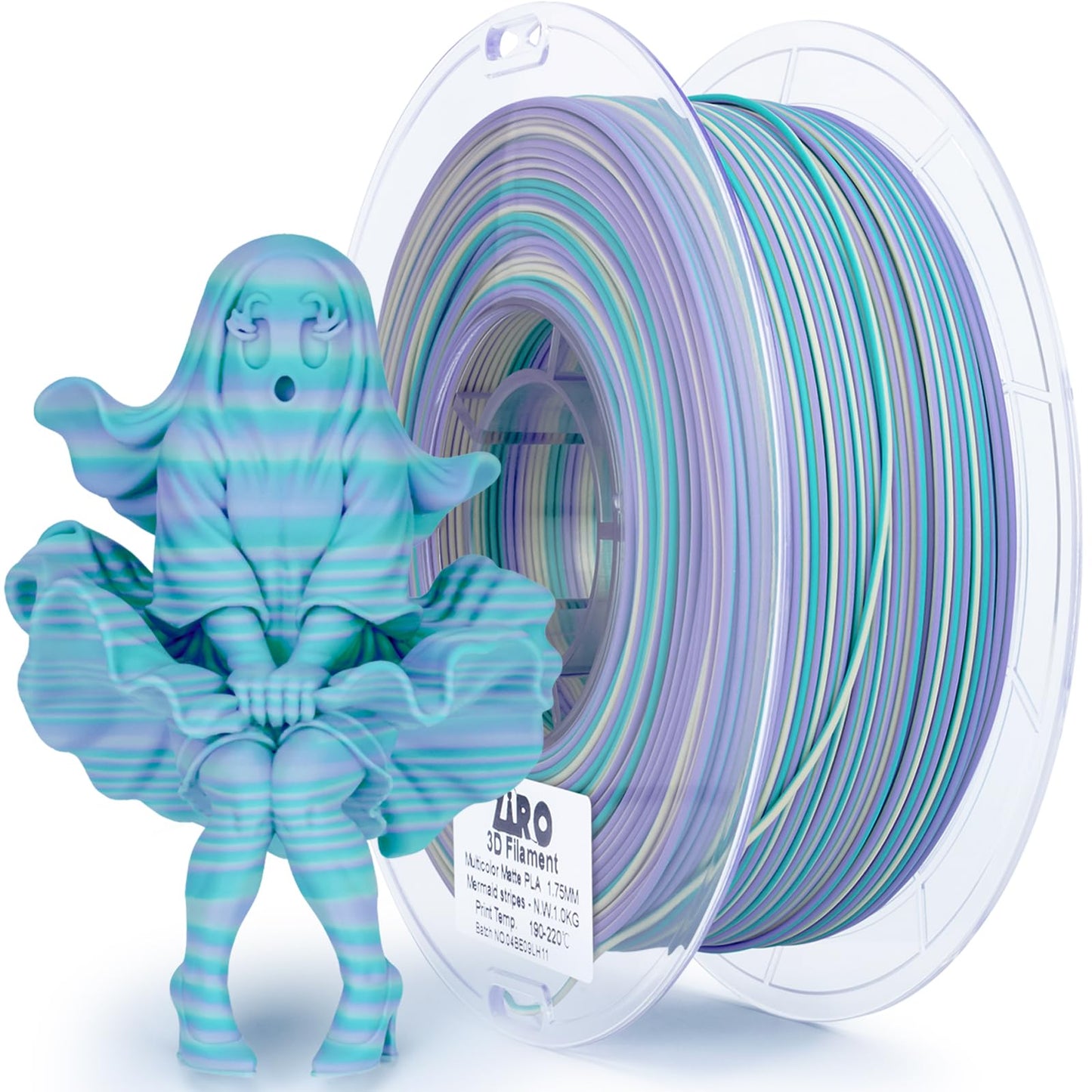 ZIRO PLA Filament 1.75mm, Matte Multicolors 3D Printer Filament, Dyanmic Visual Effect, Fast Color Change Matte PLA Stripes Seri