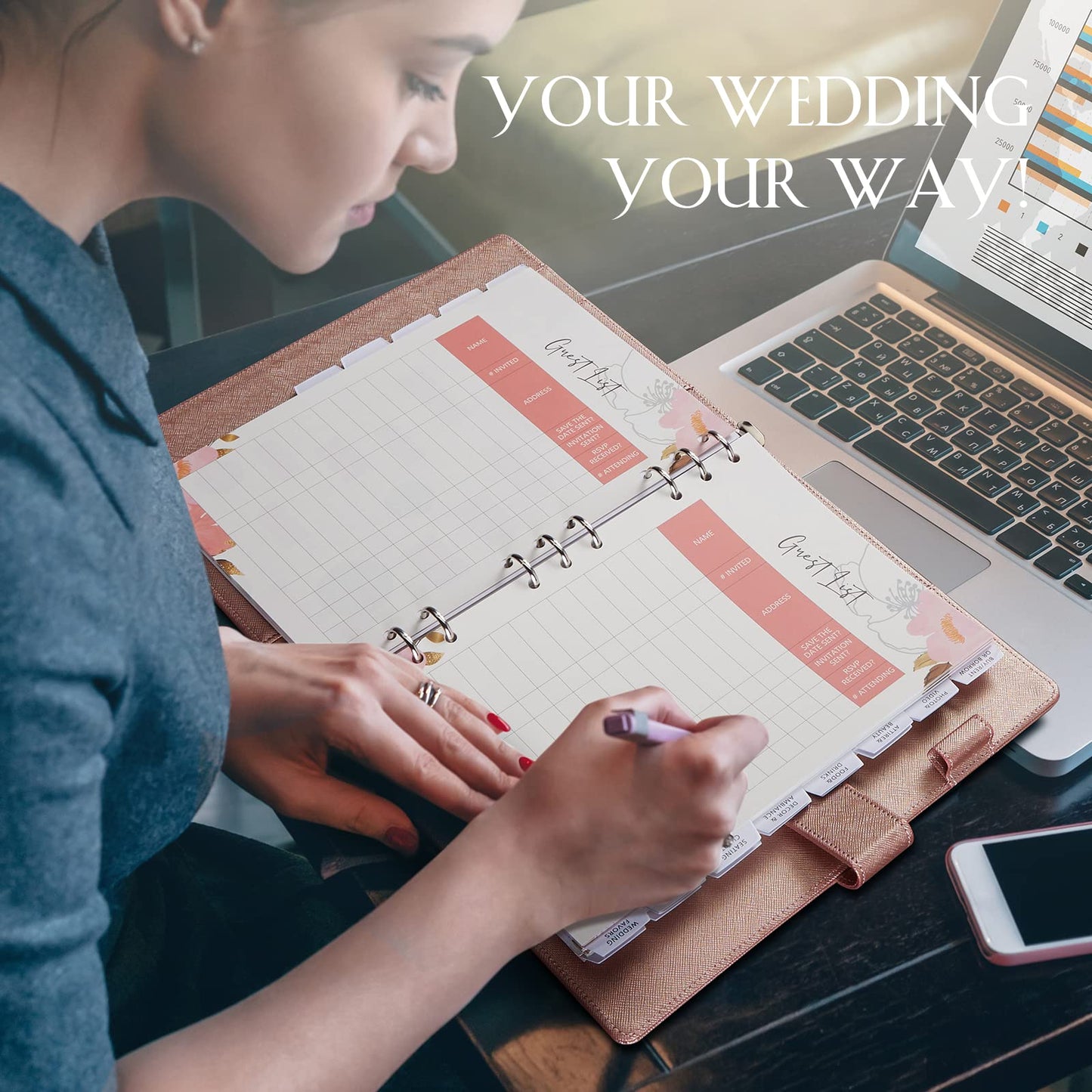 AW BRIDAL Best Engagement Gifts for Fiance Her Wedding Gifts For Bride To Be∣ Future Mrs Leather Wedding Planning Book And Organizer Engagement Journal Notebook Budget Binder, 140 Pages, Rose Gold