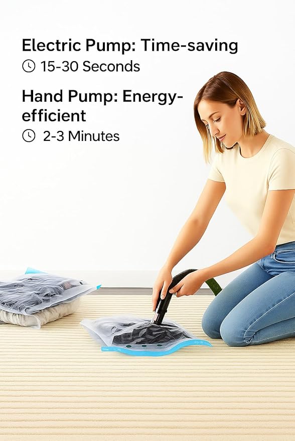 Vacuum Storage Bags for Travel and Home,Space Saver Bags for Clothes,(with Hand Pump, Large, 8-Pack 50 * 70)