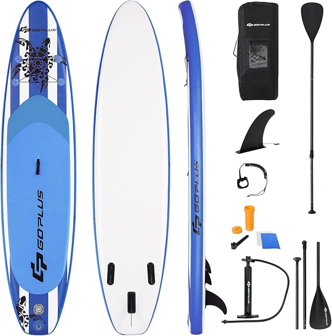 Goplus Inflatable Stand Up Paddle Board, 10FT/10.5FT/11FT SUP with Accessory Pack, Adjustable Paddle, Carry Bag, Fin, Hand...