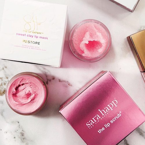 Sara Happ Pink Peppermint Lip Scrub & Sweet Clay Lip Mask Duo - Gently Exfoliates, Polishes, Revitalizes, Moisturizes, Rejuvenates, Conditions and Smooths Dry Lips, Vegan, 0.5 oz