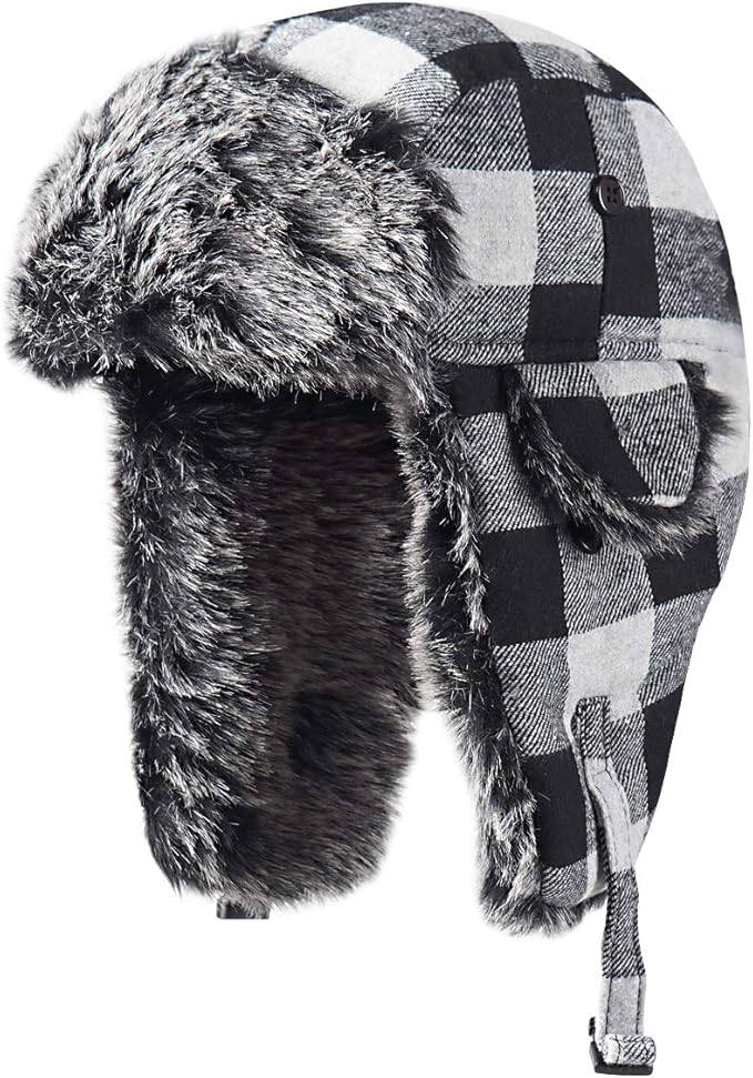 ONWAY Trapper Hat Winter Hats for Women Men with Faux Fur Ear Flaps