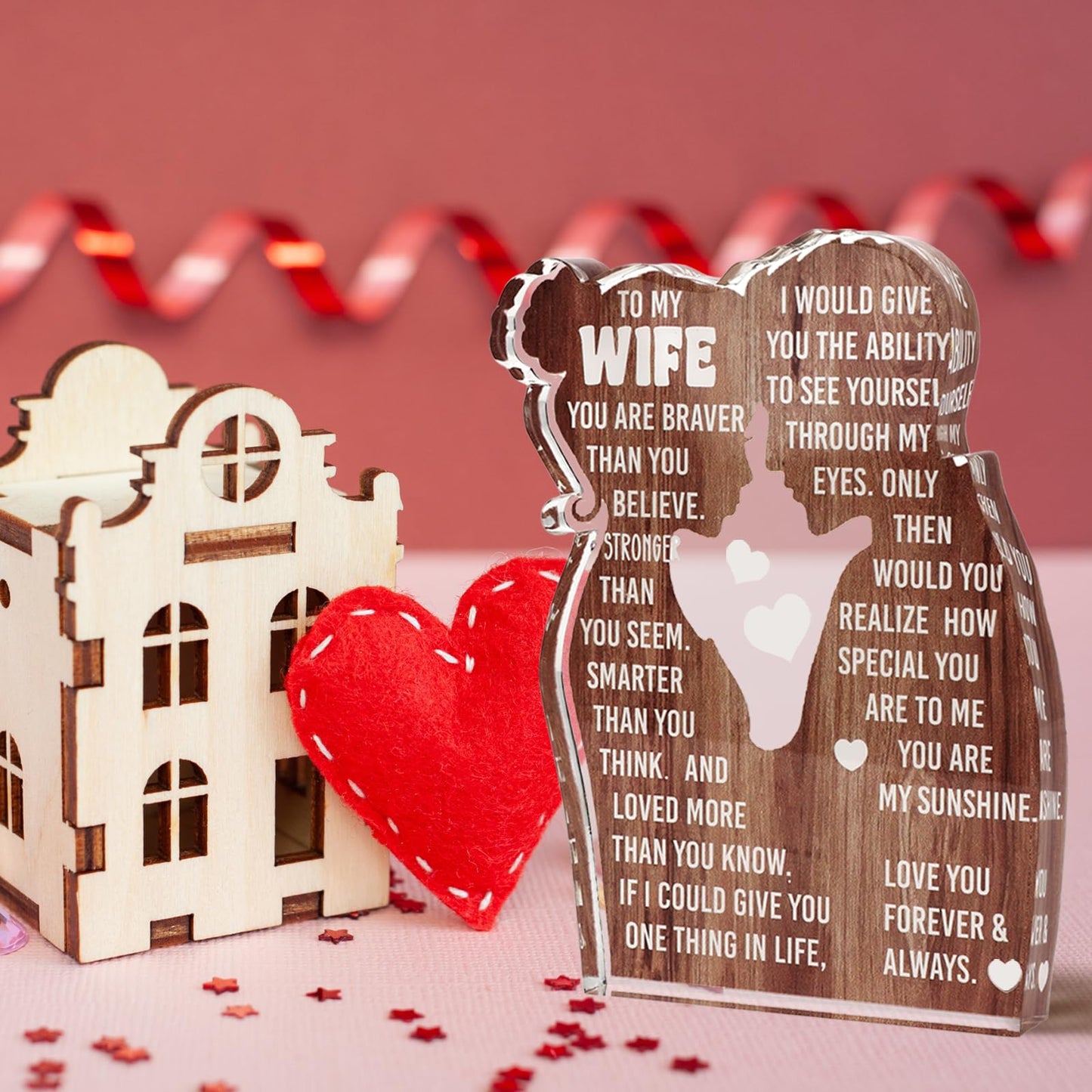 MAMAGIFTREE Valentines Day Gifts for Wife, I Love You Romantic Gifts, I Choose You with Heartfelt Message Acrylic Sign- Wedding Anniversary, Birthday Ideas for Her