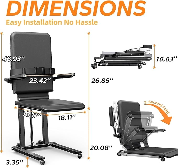 MediHoist Steel Electric Floor Lift Chair with Wheels and PU Cushion, Floor Lift for Elderly, 440 LBS Capacity, Seat Belts and Handrails, Suitable for Home Use