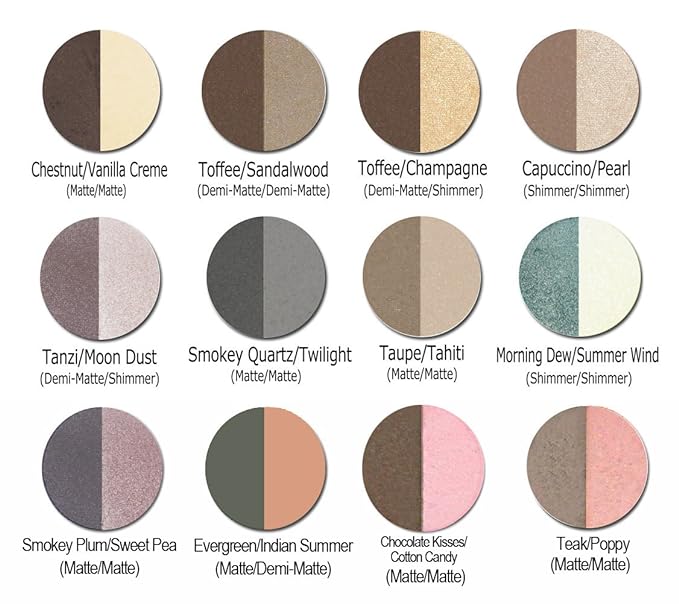 Lauren Brooke Cosmetiques Pressed Eyeshadow Duo, Natural, Organic Makeup (Toffee/Champagne)