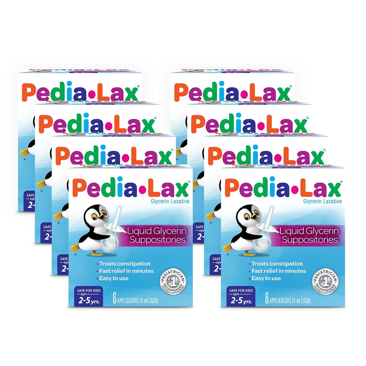 Pedia-Lax Liquid Glycerin Suppositories for Kids Ages 2-5, Gentle Constipation Relief Laxative for Children, 6 Count, Pack of 24