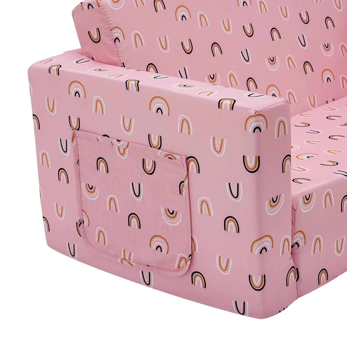 Ulax furniture Kids Sofa Chair Children FILP-Out Chair 2-in-1 Convertible Sofa to Sleeper Couch (Pink Rainbow)