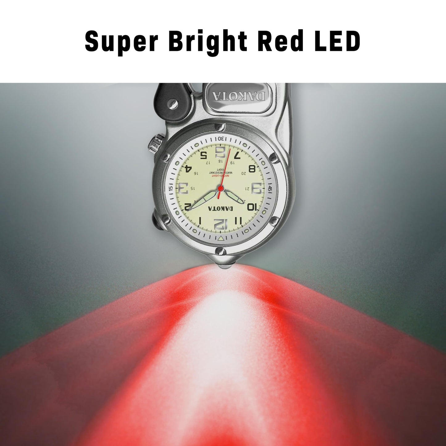 Dakota Mini Clip Microlight, Flashlight and Watch, Outdoor Gifts for Men and Women, Use for Fishing Hunting, and More, LED Flash