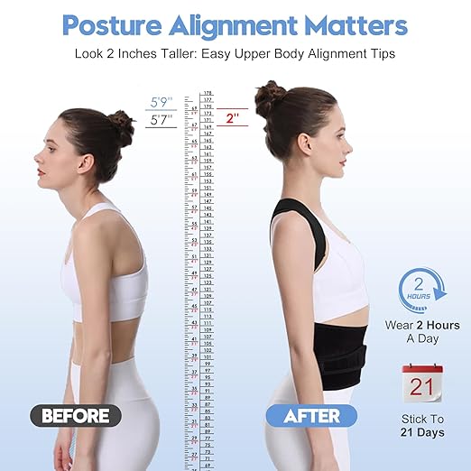 Posture Corrector for Women and Men with Bionic System, Upgraded Back Brace, Adjustable Full Back Support, Shoulder Straightener, Neck, Upper and Lower Back Pain Relief L-Black-6