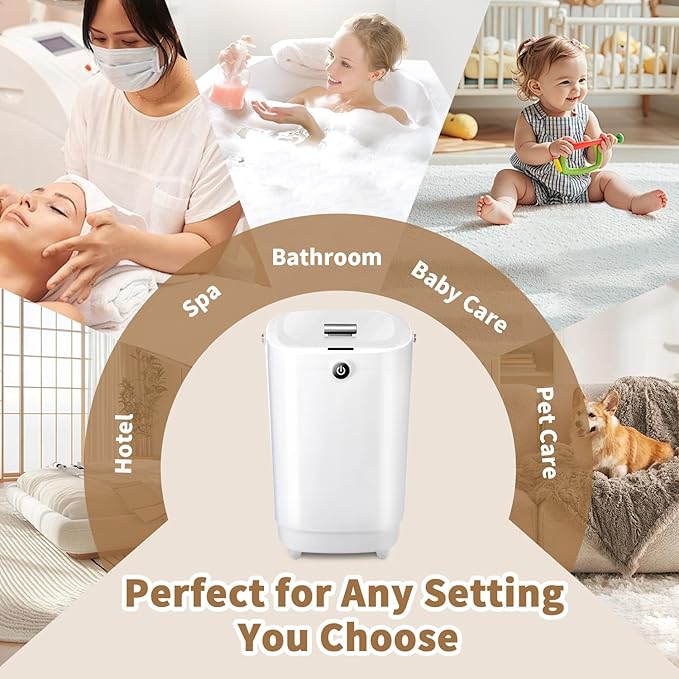 Towel Warmers for Bathroom Bucket，Luxury Large Spa Towel Hot Warmer Bucket Style-Hot Towels in 10 Minutes-Fits Up to Two 40"x70" Oversized Towels - Bathrobe, Towel, Blanket-White