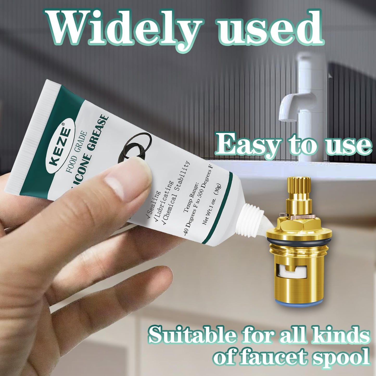 KEZE Silicone Grease Waterproof Food Grade Silicone Sealant Lubricant for Plumbers Valve Faucet O Rings 1 oz 3-Pack