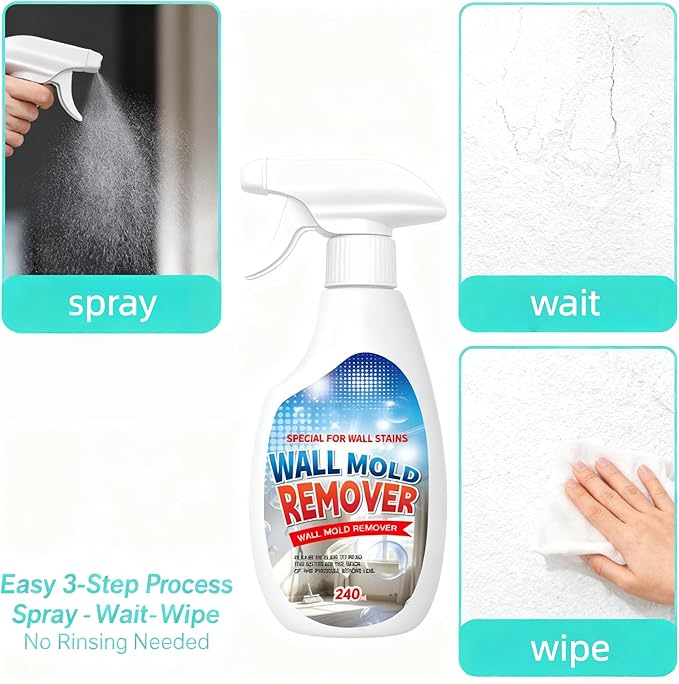 Streak-Free Wall Stain Remover Spray for Painted Walls, Multi-Surface Cleaner for Dirt, Grease & Marks, No-Rinse Formula for Home Use (2 Pcs)