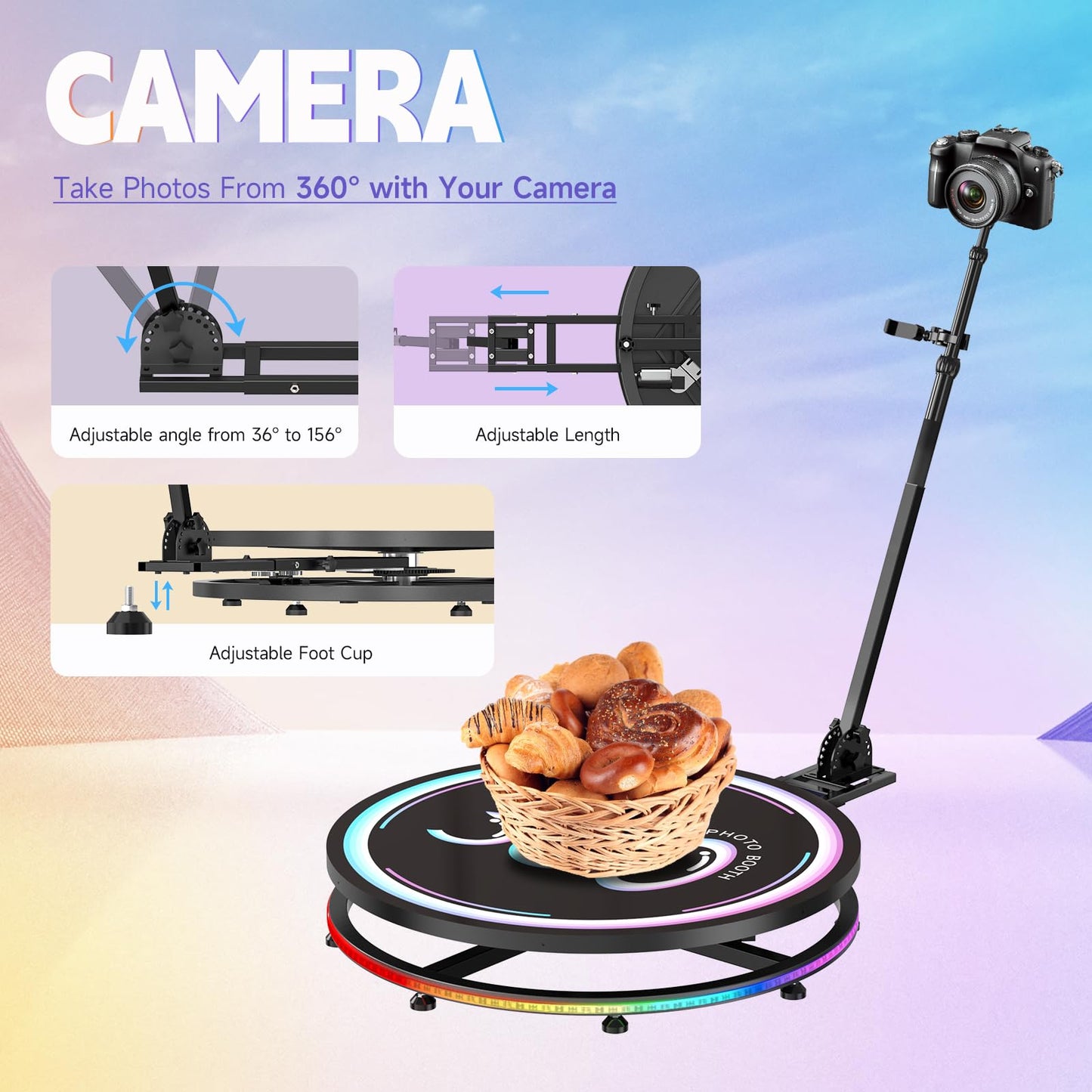 360 Photo Booth Machine With Software App Remote Control For Parties People To Stand On Free Customize Logo - Jiyang Auto Slow M