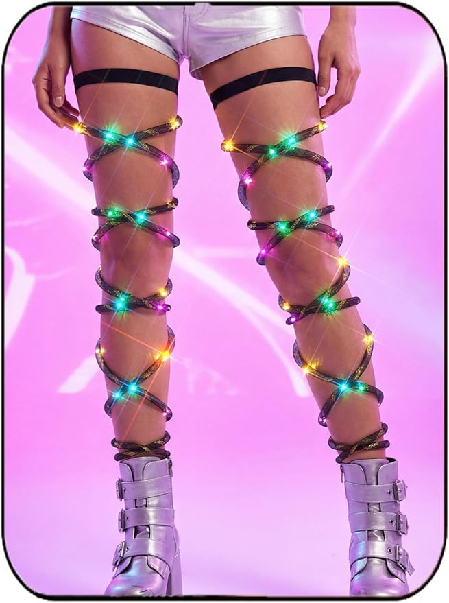 Lorealri Rave Leg Wraps Elastic Light Up Straps Plus Size Neon Garter EDC Outfit Concert Coachella Accessories for Women