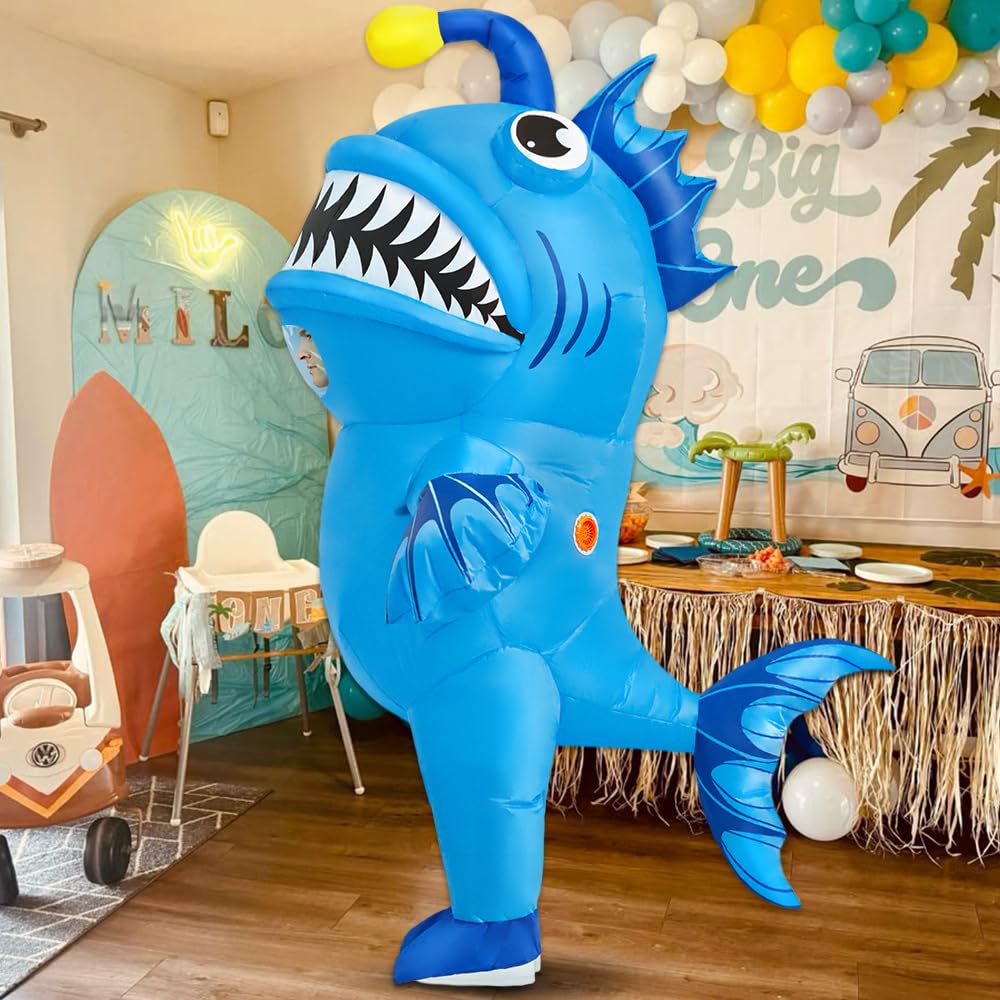 KOOY Inflatable Costume Adult, Fish Costume, Angler fish Costume, Funny Blow up costume for Adult,Halloween Costume for Men Women