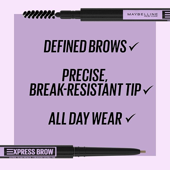Maybelline Brow Ultra Slim Defining Brow Pencil + Brow Fast Sculpt Brow Gel Makeup Bundle, Includes 1 Deep Brown Eyebrow Pencil and 1 Clear Eyebrow Gel