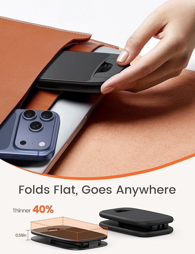 Lamicall Ultra-Thin Cell Phone Stand for Desk - [Height Adjustable] Foldable Desktop Phone Holder, Portable Mobile Stand, Office Desk Accessories Gifts for iPhone 17 16 15 14 13 Pro Max, Galaxy S25