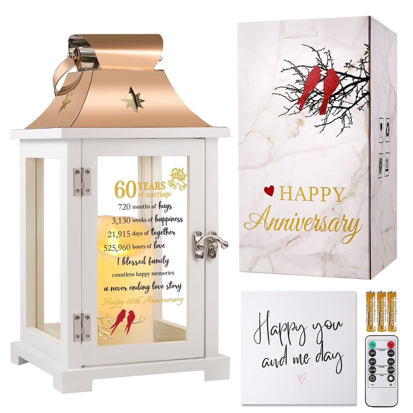 60th Wedding Anniversary Lantern,60th Anniversary Wedding Gifts for Couple Parents Husband Wife，60 Year Diamond Anniversary Gifts for Her Him,Unique 60th Anniversary Wedding Gift Ideas