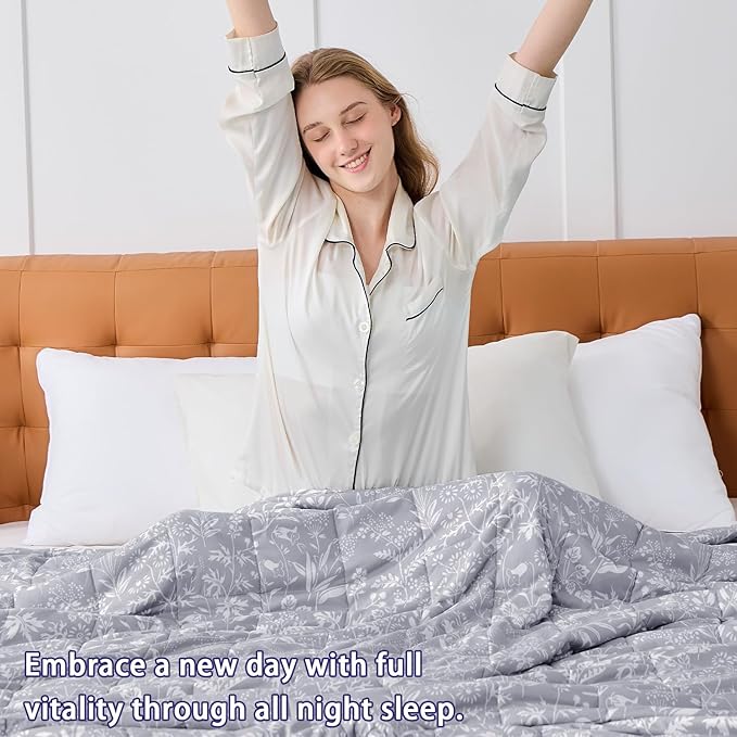 yescool Weighted Blanket for Adults (20 lbs, 60” x 80”, Pearl Grey) Cooling Heavy Blanket for Sleeping Perfect for 190-210 lbs, Queen Size Breathable Blanket with Premium Glass Bead, Machine Washable