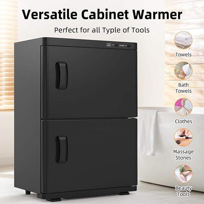 ADVWIN 46L Hot Towel Warmer Cabinet, Towel Warmer for Spa Salon, Professional Large Capacity Towel Double Cabinet for Bathroom, Esthetician