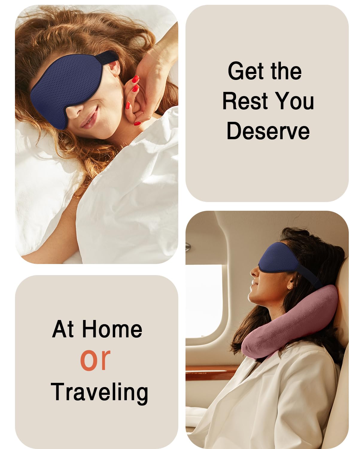MABAO Sleep Mask for Side Sleeper, Eye Mask for Sleeping Women Men, 3D Contoured Cup No Eye Pressure 100% Light Blocking Sleeping Mask with Adjustable Strap Night Blindfold Flight, Travel, Nap, Blue