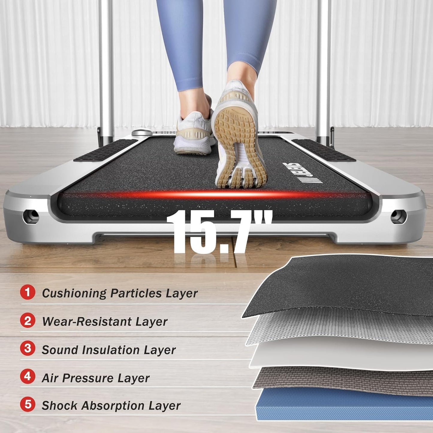Treadmill for Home, Walking Pad Treadmill with Incline, 2-in-1 Portable Walking Pad with Handle Bar, 330LBS Weight Capacity 2.5HP Folding Treadmills with Gesture Sensing (Silver)